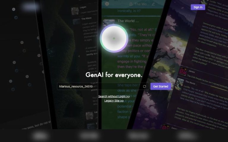 Chub AI home page screenshot, images blurred