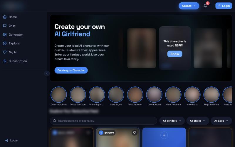 DarLink AI home page screenshot, images blurred