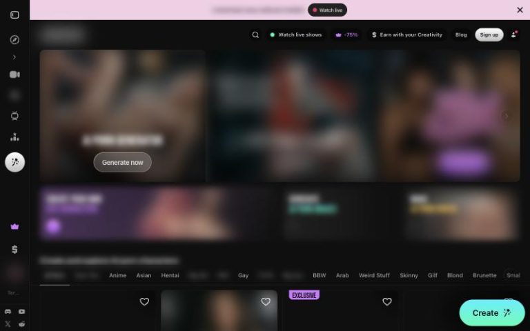 Lovescape home page screenshot, images blurred