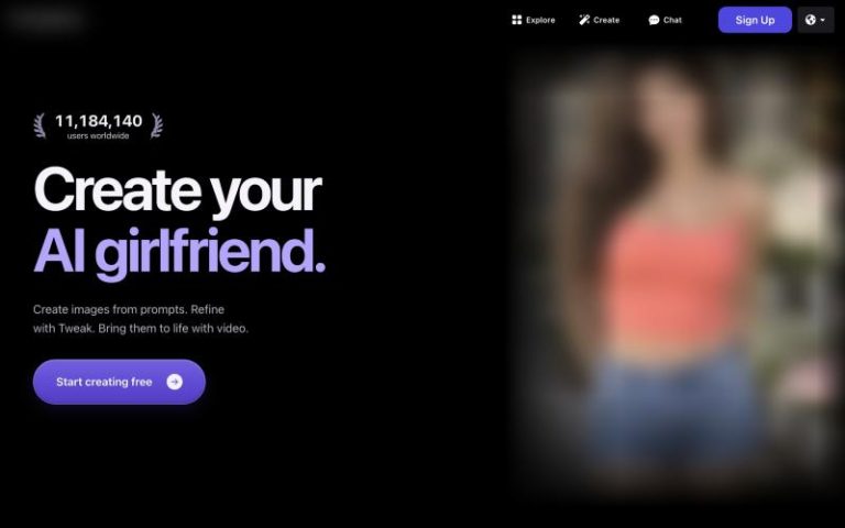 Promptchan home page screenshot, images blurred